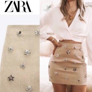 Zara Jewel Trim mini skirt XS NWT